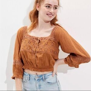 American Eagle Cropped Lace Top